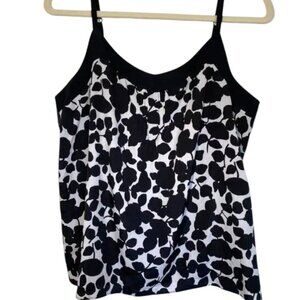 New York & Company Women's Floral Lined Camisole Tank Top Black White